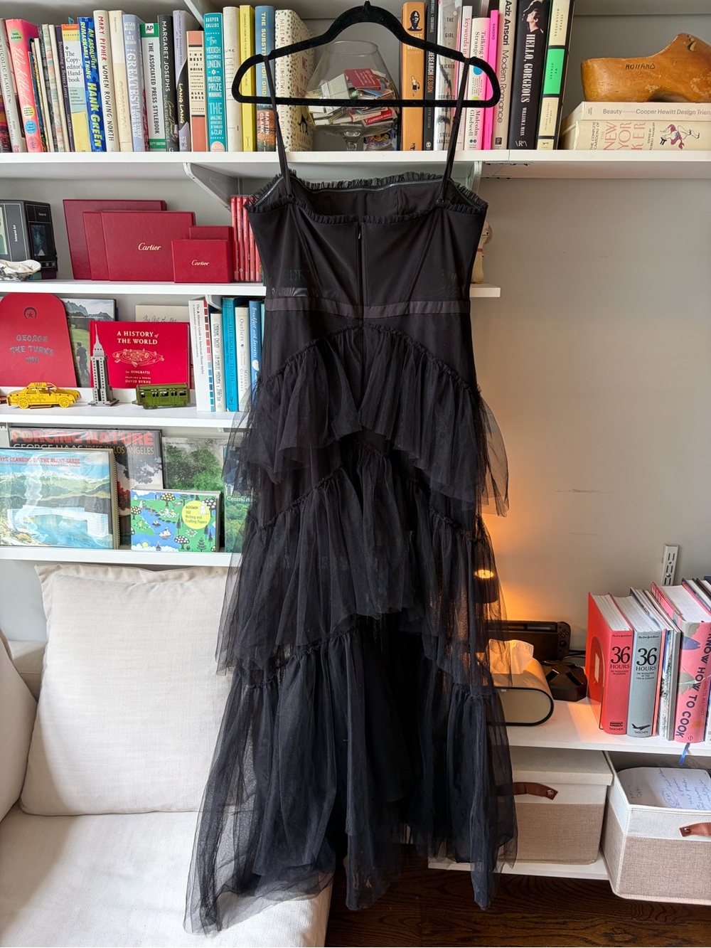 Betsy & Adam Black Tiered Tulle Maxi Dress - Picture 4 of 5